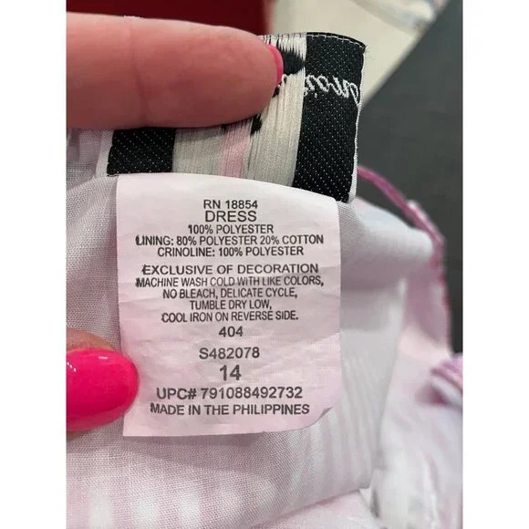 Vintage Y2K Rare Editions Pink White Gingham Fit and Flare Embroidered Dress - Picture 7 of 11